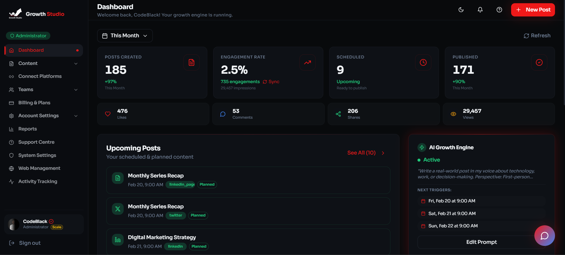 Growth Studio Dashboard